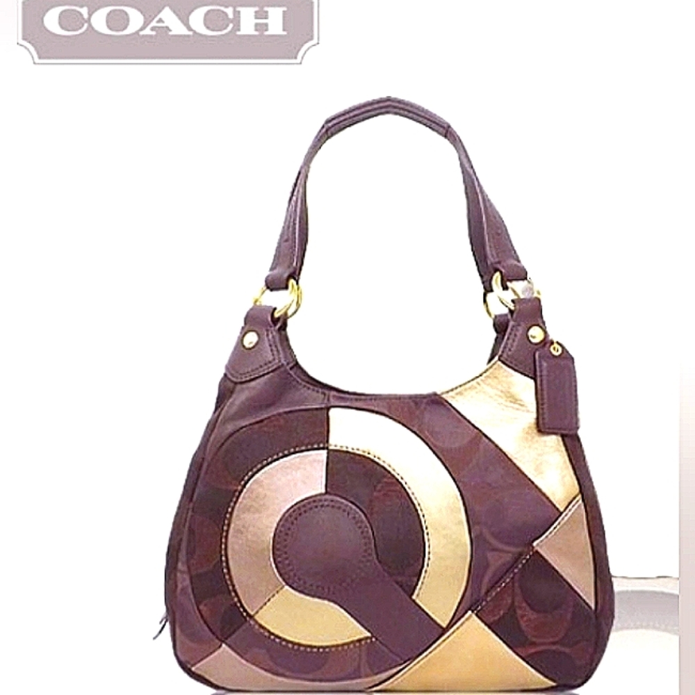 ☆Gorgeous Vintage COACH Soho Signature Metallic Inlaid C Patchwork Hobo~Rar…